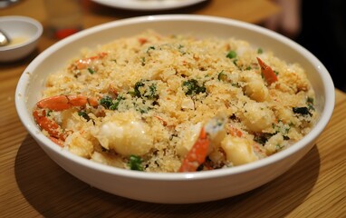 Delicious Crispy Crab and Seafood Dish in White Bowl