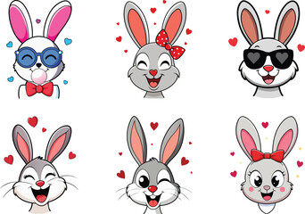  Cute Bunny Faces Collection for Easter Day Art and Festive Character Designs