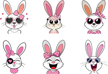  Cute Bunny Faces Collection for Easter Day Art and Festive Character Designs