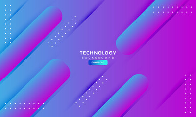 Vibrant gradient technology background with diagonal 3D rounded shapes in blue and purple.  Features white dotted patterns and a central