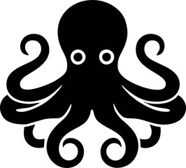 Octopus logo design, isolated marine animal silhouette on white background