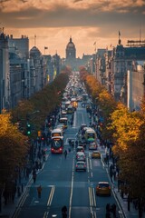O'Connell Street, situated in central Dublin, is a lively and significant avenue.