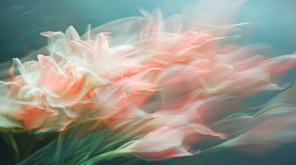 Background with beautiful blooming flowers, motion blur effect