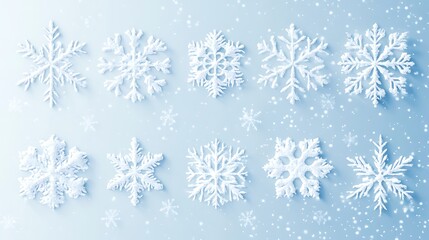 Winter snowflake display on light blue background