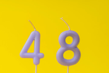 Number 48 Candle - Birthday with yellow