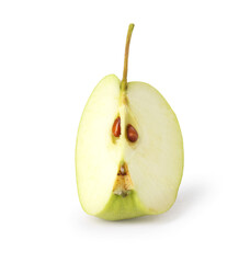 Piece of ripe green apple isolated on white