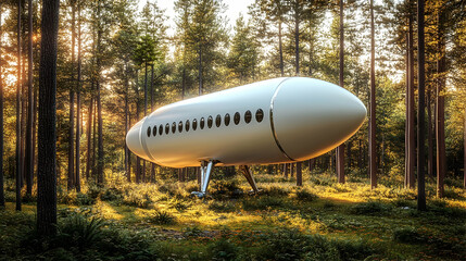 Naklejka premium Futuristic dwelling nestled in forest