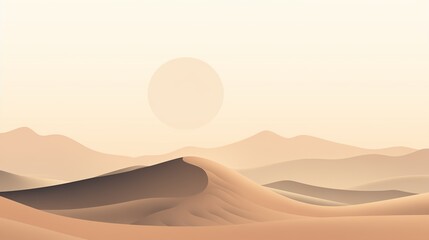 A minimalist desert dune silhouette with a soft beige sky.