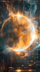 Glowing vNEXcoin amidst Futuristic Digital Landscape: The New Frontier of Cryptocurrency Investment