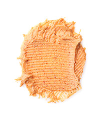 Sample of tasty nut butter isolated on white, top view