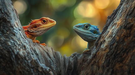 Bearded Dragons Encounter: A Colorful Face-Off in Natural Habitat