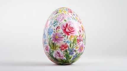 Floral Easter Egg on White Background