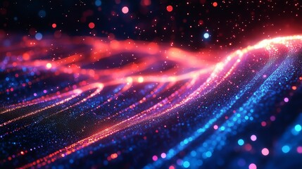 Minimalistic Big Data Technology Background with Digital Data Flow and Copy Space