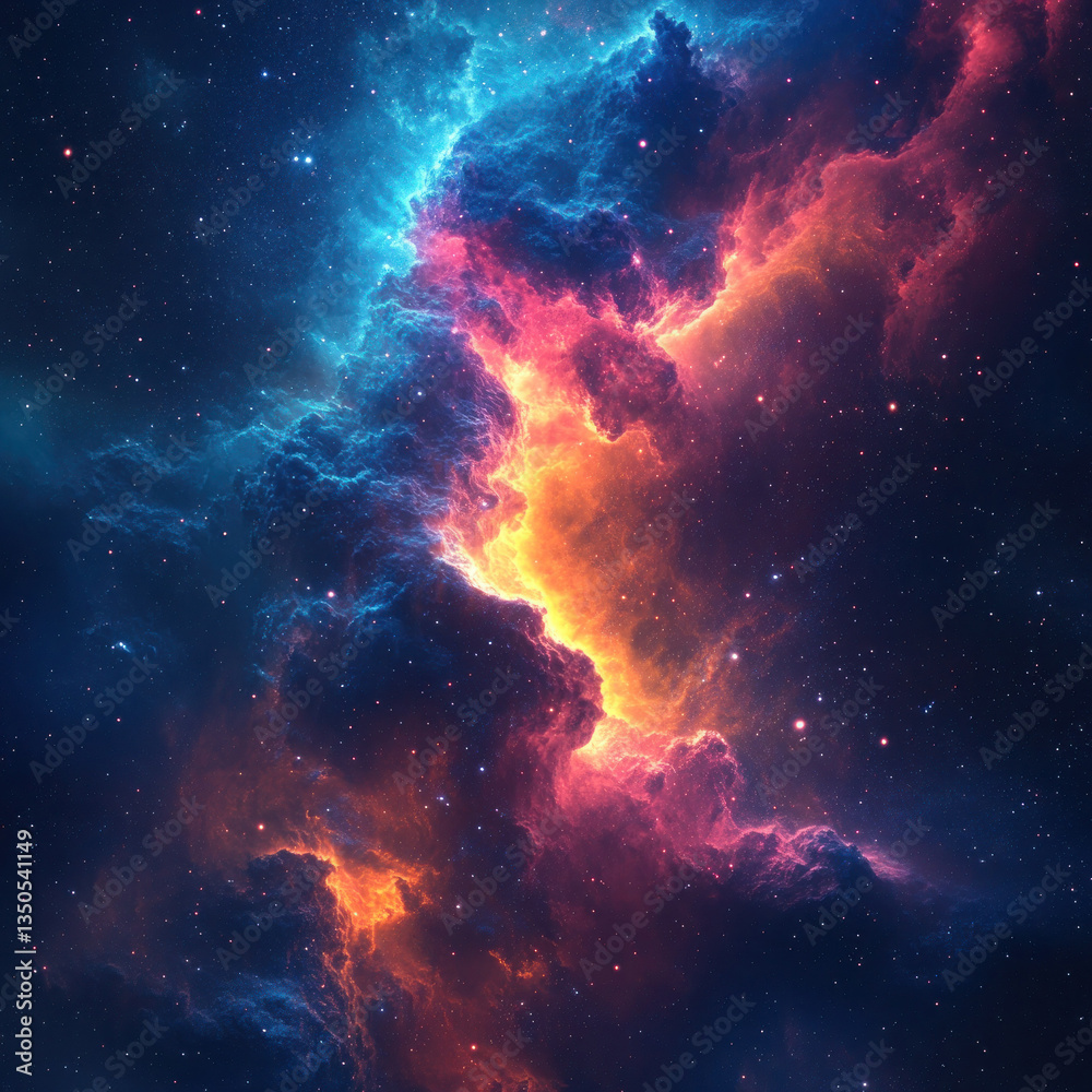 Wall mural mystical northern lights and cosmic nebula in infinite space