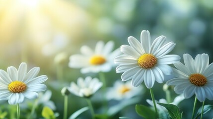 Fototapeta premium Sunlit Daisies in a Summer Meadow
