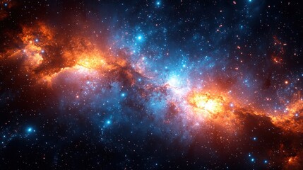 Cosmic Nebula: A Celestial Tapestry of Orange and Blue