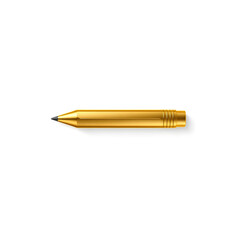 Pencil gold metal icon on white background. Generative AI
