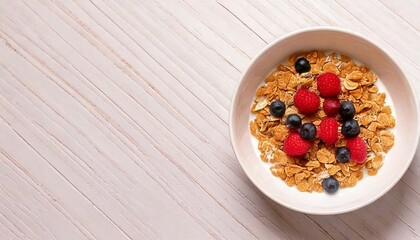 oat cereal and berry with milk, served in a simple white bowl