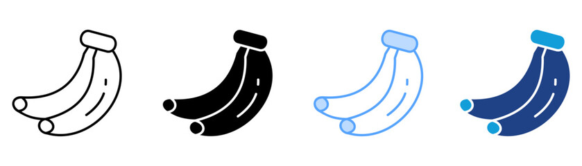 Banana Icon Set Multiple Style Collection