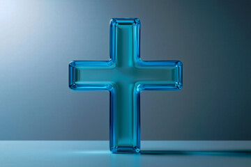 Fototapeta premium Minimalist medical cross in blue or green