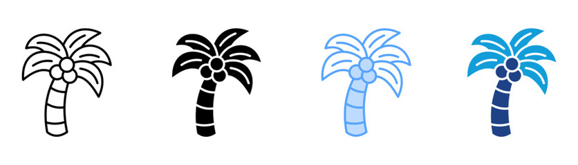Coconut Tree Icon Set Multiple Style Collection