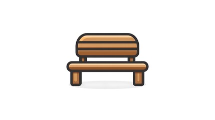Wooden Park Bench Icon.
