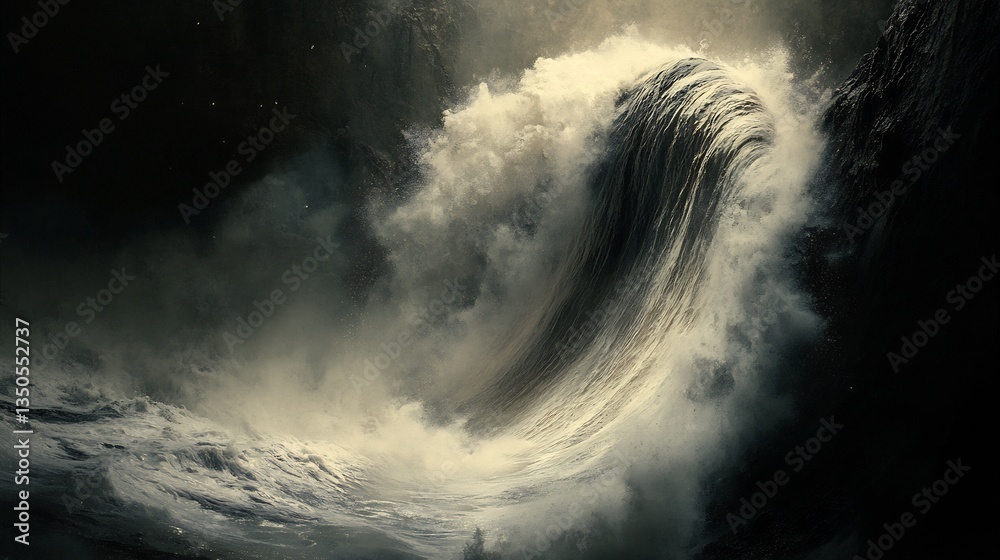 Wall mural surreal planet where gravity is warped causing rivers to flow upward and moons to orbit chaotically