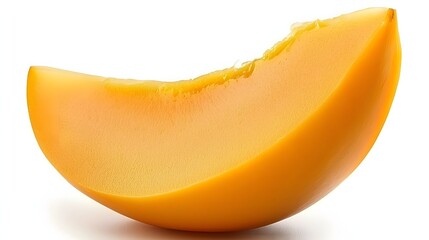 Fresh, Juicy Slice of Ripe Orange Melon on White Background Perfect for Healthy Eating