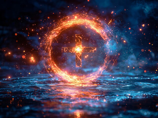 Obraz premium Circular energy field merging into a medical cross