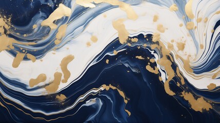 A sophisticated mix of navy, gold, and white swirls creating a marbled effect.