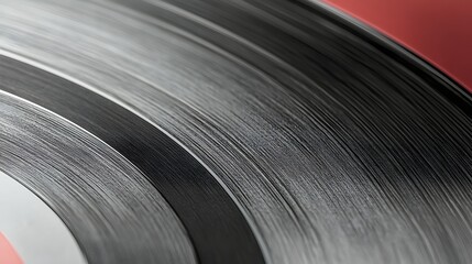 Closeup Detail of a Vintage Vinyl Record Showcasing Textured Surface and Grooves