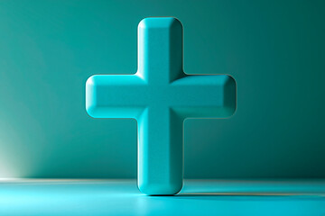 Obraz premium Minimalist medical cross in blue or green