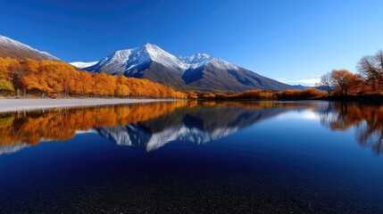 Fototapeta premium Autumnal mountain lake mirroring