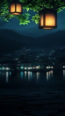 Night Cityscape for Lanterns, Lakeside View.