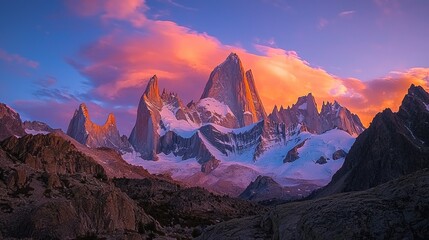 Fototapeta premium Majestic Mountain Peaks at Sunset.