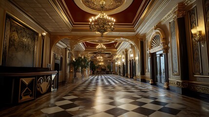 Fototapeta premium Grand Hallway of Opulence: A Luxurious Interior Design