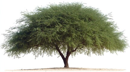 Lush Green Tree with Abundant Leaves Isolated on a Bright Background in Natural Environment
