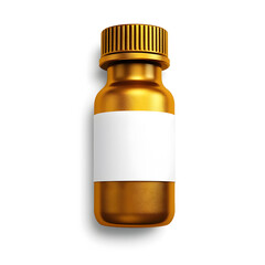 Fototapeta premium Pill bottle gold metal icon on white background. Generative AI
