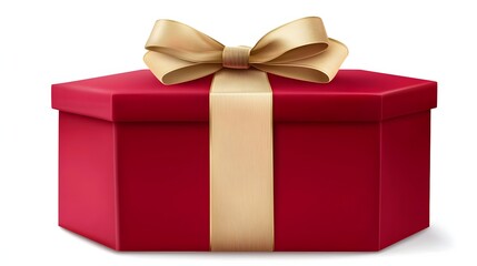 Obraz premium Elegant Red Gift Box With Gold Ribbon Perfect for Celebrations and Festive Occasions