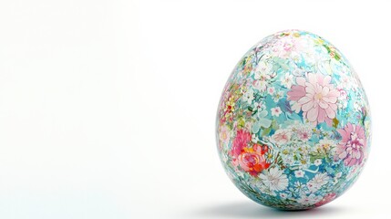 Floral Easter Egg on White Background