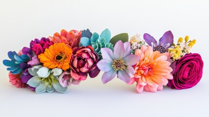 Colorful Floral Wreath on White Background
