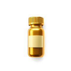 Fototapeta premium Pill bottle gold metal icon on white background. Generative AI