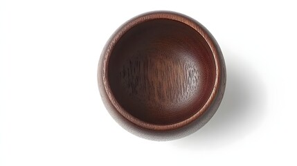 Obraz premium Elegant Round Wooden Bowl with Rich Natural Texture on White Background