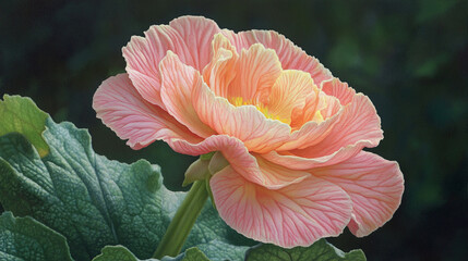 A vibrant pink flower blooming amidst lush green foliage in a serene garden setting