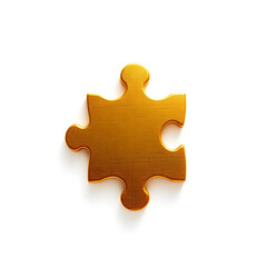 Obraz premium Puzzle piece gold metal icon on white background. Generative AI