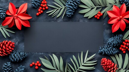 Festive frame winter holidays mockup.