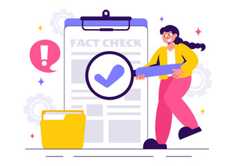 Fact or Myths Check News Vector Illustration Featuring Myths vs. Facts for Thorough Verification and Evidence Comparison in a Flat Style Background