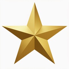 Golden five pointed star emblem with brushed metal texture on white background