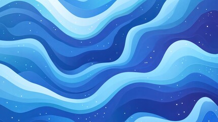 Abstract blue wavy background with stars, digital art, for backdrop design