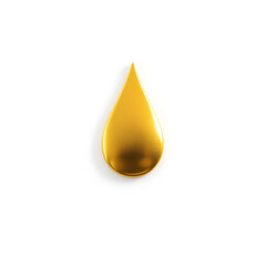 Raindrop gold metal icon on white background. Generative AI